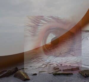 Brille, Auge und Blick auf das Meer